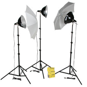 Smith Victor KT1500U 3-Light 1500-watt Thrifty intermediate kit w  umbrellas (401433) Online