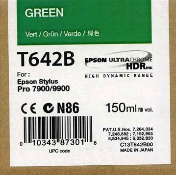 Epson T642B00 7900 9900 Ultrachrome HDR Ink 150ml Green For Discount