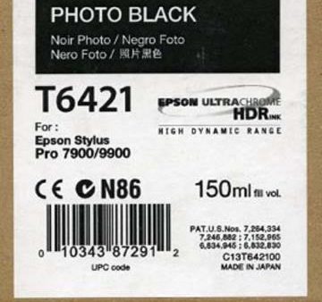 Epson T642100 7900 7890 9890 9900 Ultrachrome HDR Ink 150ml Photo Black Fashion